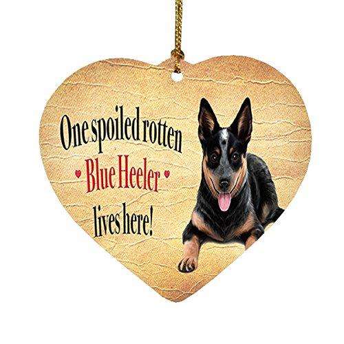 Blue Heeler Spoiled Rotten Dog Heart Christmas Ornament