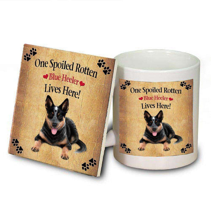 Blue Heeler Spoiled Rotten Dog Mug and Coaster Set