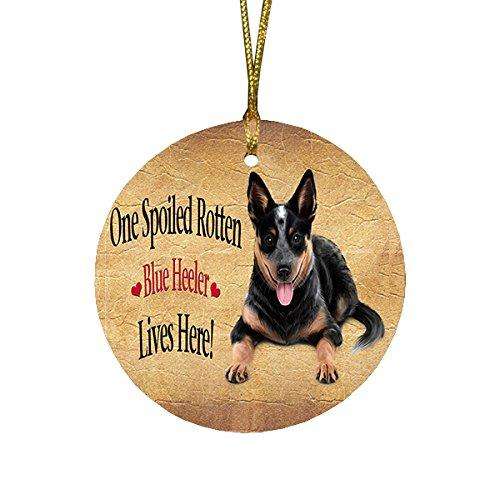 Blue Heeler Spoiled Rotten Dog Round Christmas Ornament