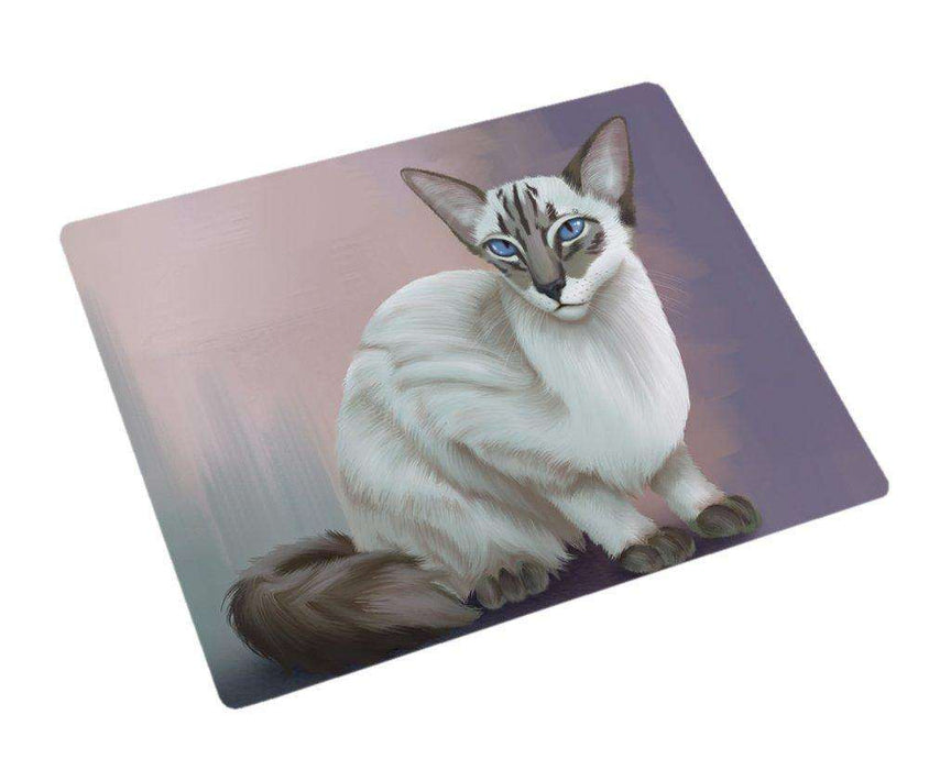 Blue Lynx Point Javanese Cat Art Portrait Print Woven Throw Sherpa Plush Fleece Blanket