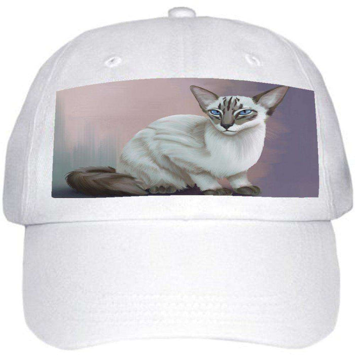 Blue Lynx Point Javanese Cat Ball Hat Cap Off White