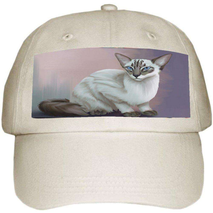 Blue Lynx Point Javanese Cat Ball Hat Cap Off White
