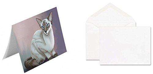 Blue Lynx Point Javanese Cat Handmade Artwork Assorted Pets Greeting Cards and Note Cards with Envelopes for All Occasions and Holiday Seasons