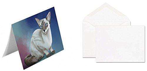 Blue Lynx Point Javanese Cat Handmade Artwork Assorted Pets Greeting Cards and Note Cards with Envelopes for All Occasions and Holiday Seasons