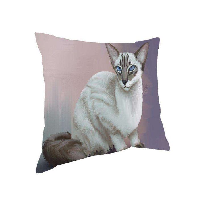 Blue Lynx Point Javanese Cat Throw Pillow