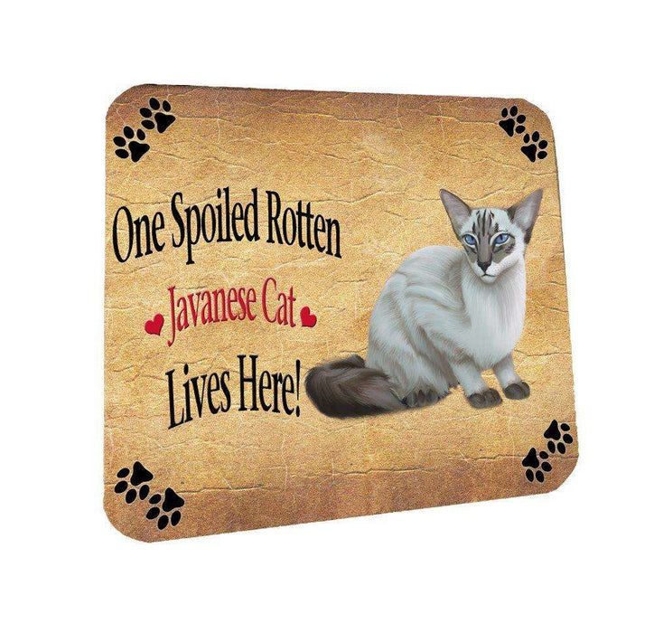 Blue Lynx Point Javanese Spoiled Rotten Cat Coasters Set of 4