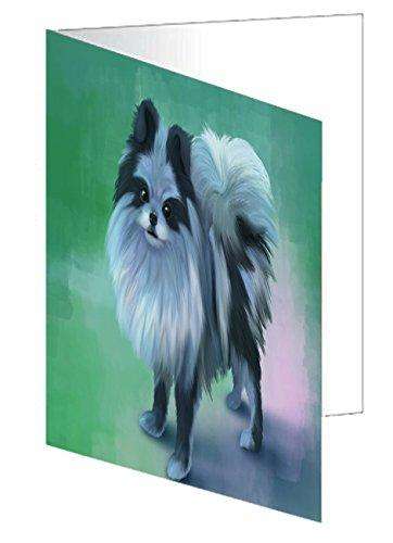 Blue Pomeranian Dog Handmade Artwork Assorted Pets Greeting Cards and Note Cards with Envelopes for All Occasions and Holiday Seasons