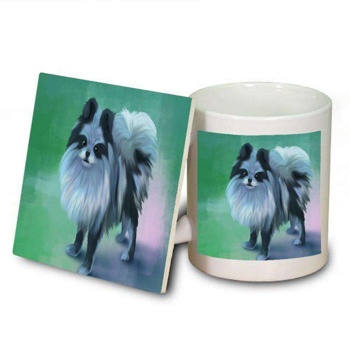 Blue Pomeranian Dog Mug and Coaster Set