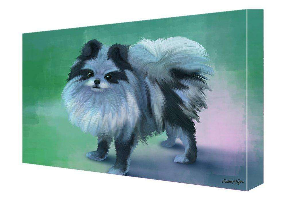 Blue Pomeranian Dog Painting Printed on Canvas Wall Art Signed