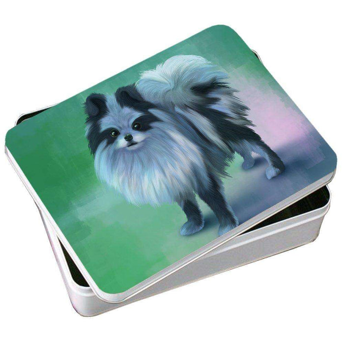 Blue Pomeranian Dog Photo Tin