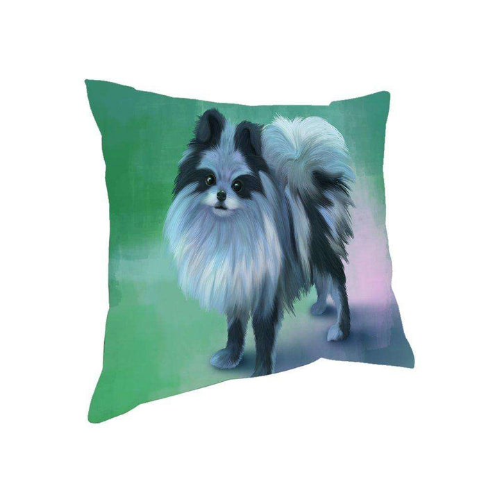 Blue Pomeranian Dog Throw Pillow