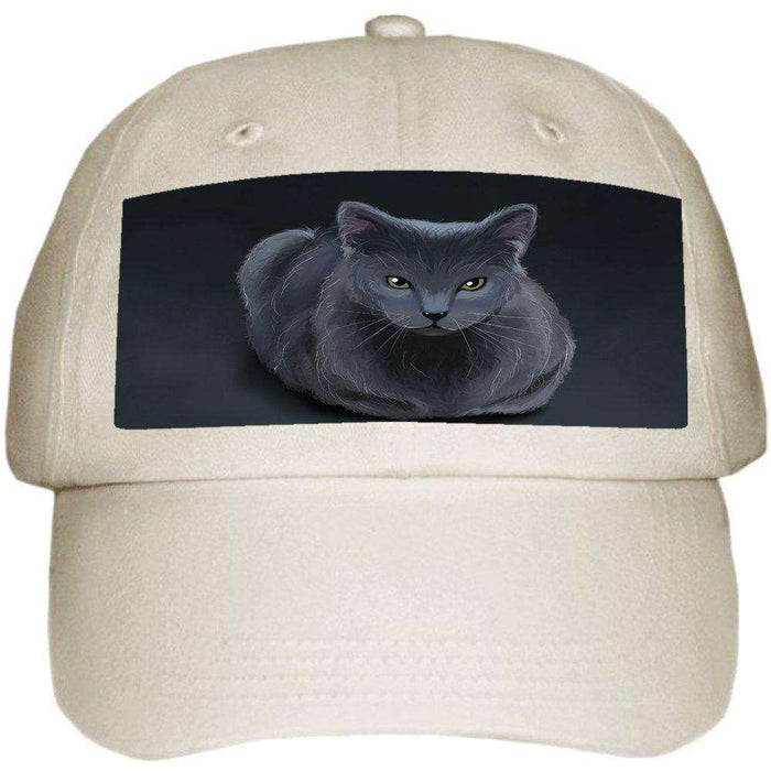 Blue Russian Cat Ball Hat Cap Off White