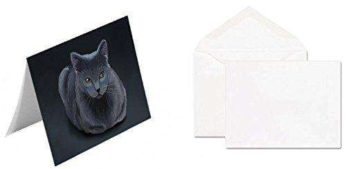 Blue Russian Cat Handmade Artwork Assorted Pets Greeting Cards and Note Cards with Envelopes for All Occasions and Holiday Seasons