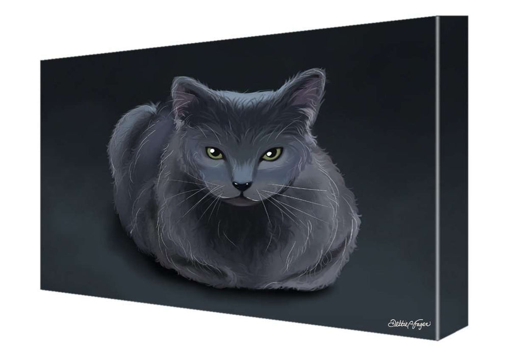 Blue Russian Cat Painting Printed on Canvas Wall Art Signed