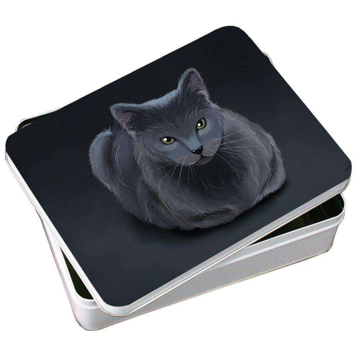 Blue Russian Cat Photo Storage Tin