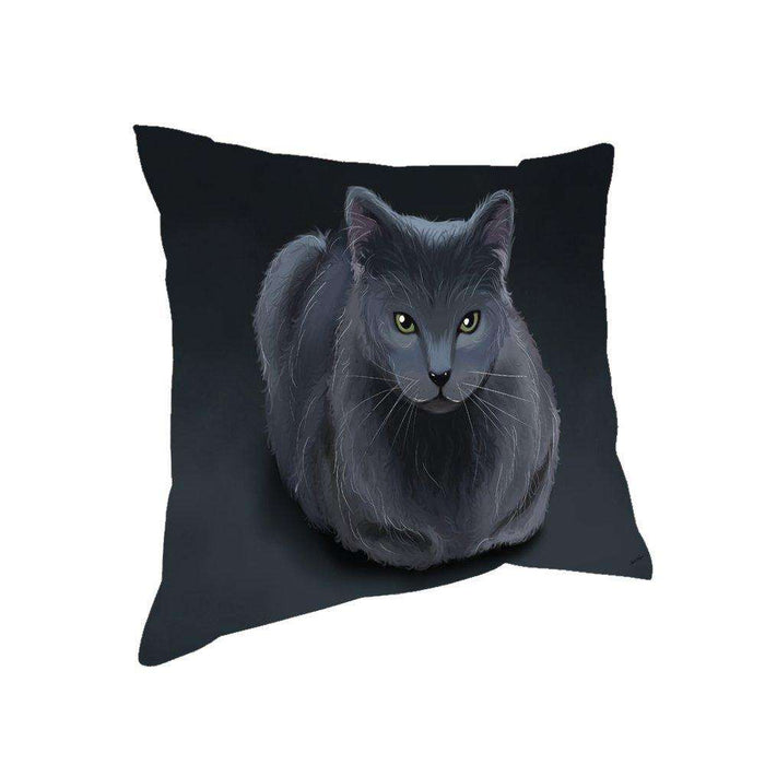 Blue Russian Cat Throw Pillow