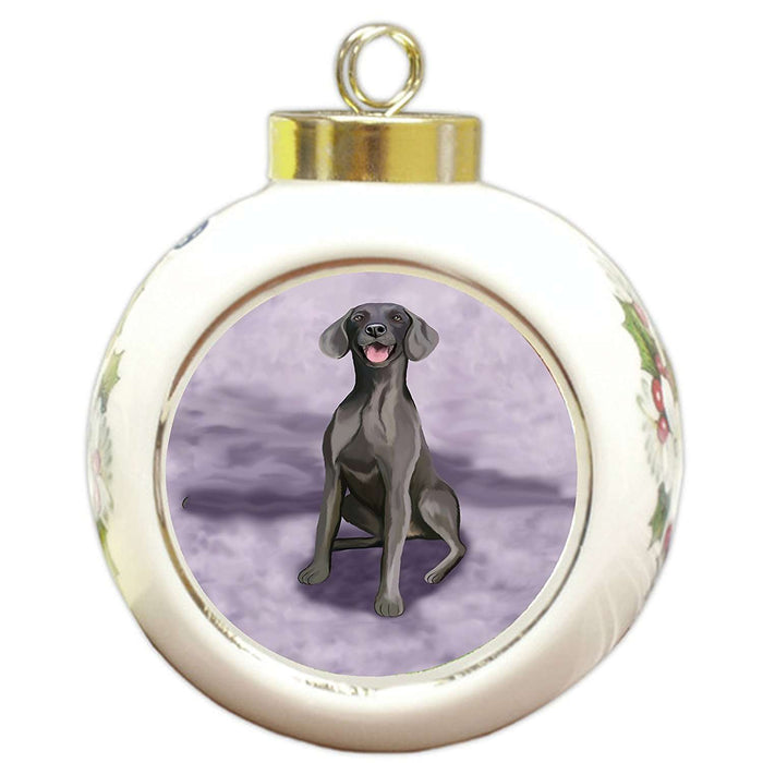 Blue Weimaraner Dog Round Ball Christmas Ornament