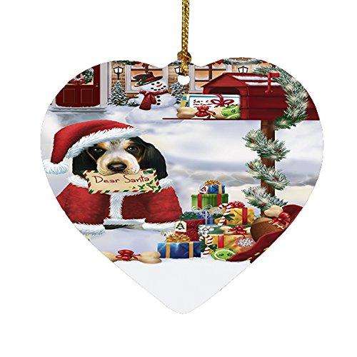 Bluetick Coonhound Dear Santa Letter Christmas Holiday Mailbox Dog Heart Ornament