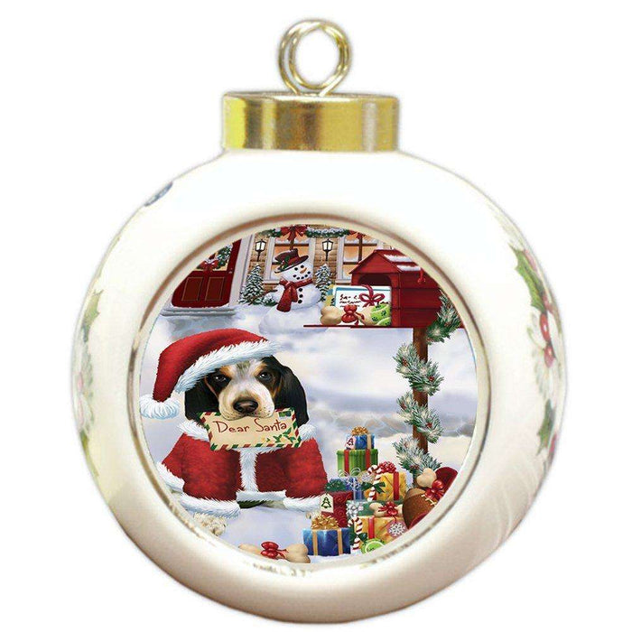 Bluetick Coonhound Dear Santa Letter Christmas Holiday Mailbox Dog Round Ball Ornament