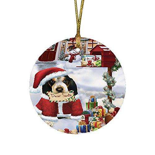 Bluetick Coonhound Dear Santa Letter Christmas Holiday Mailbox Dog Round Ornament