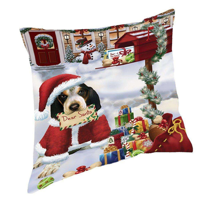 Bluetick Coonhound Dear Santa Letter Christmas Holiday Mailbox Dog Throw Pillow