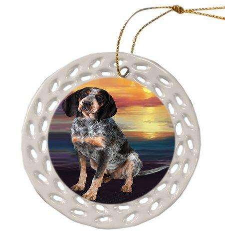 Bluetick Coonhound Dog Christmas Doily Ceramic Ornament