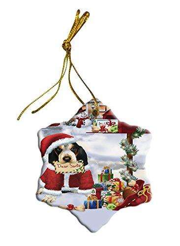 Bluetick Coonhound Dog Christmas Snowflake Ceramic Ornament