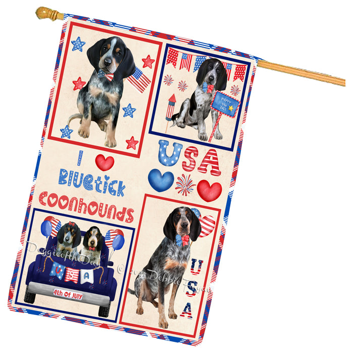 4th of July Independence Day I Love USA Bluetick Coonhound Dogs House flag FLG66934