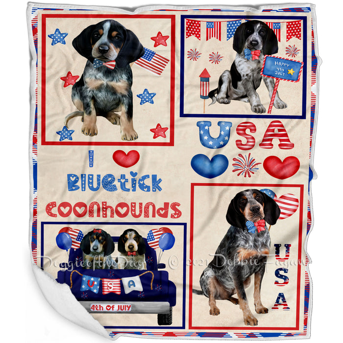 4th of July Independence Day I Love USA Bluetick Coonhound Dogs Blanket BLNKT143481