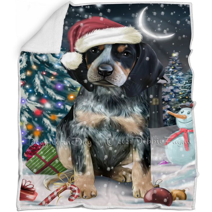 Have a Holly Jolly Christmas Bluetick Coonhound Dog in Holiday Background Blanket D014