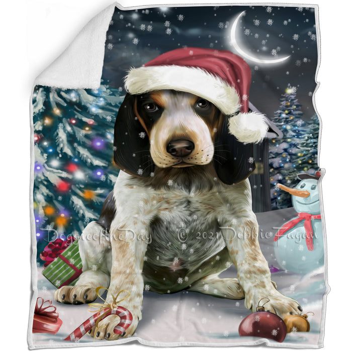 Have a Holly Jolly Christmas Bluetick Coonhound Dog in Holiday Background Blanket D015