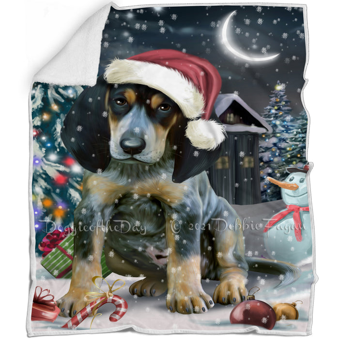 Have a Holly Jolly Christmas Bluetick Coonhound Dog in Holiday Background Blanket D016