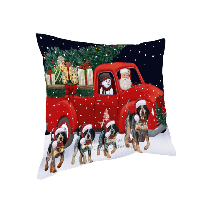 Christmas Express Delivery Red Truck Running Bluetick Coonhound Dogs Pillow PIL86004