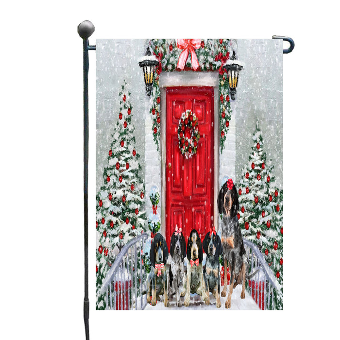 Christmas Holiday Welcome Bluetick Coonhound Dogs Garden Flags- Outdoor Double Sided Garden Yard Porch Lawn Spring Decorative Vertical Home Flags 12 1/2"w x 18"h