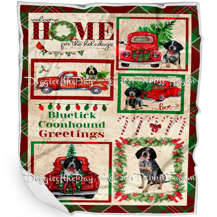 Welcome Home for Christmas Holidays Bluetick Coonhound Dogs Blanket BLNKT71866