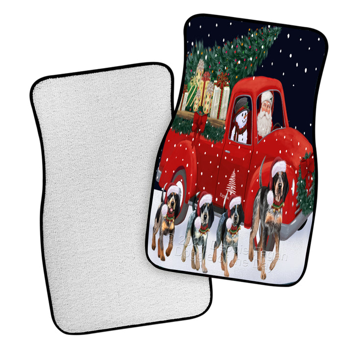 Christmas Express Delivery Red Truck Running Bluetick Coonhound Dogs Polyester Anti-Slip Vehicle Carpet Car Floor Mats  CFM49420