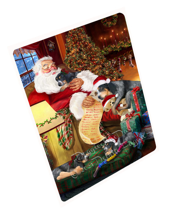 Santa Sleeping with Bluetick Coonhound Dogs Cutting Board - Easy Grip Non-Slip Dishwasher Safe Chopping Board Vegetables C79144