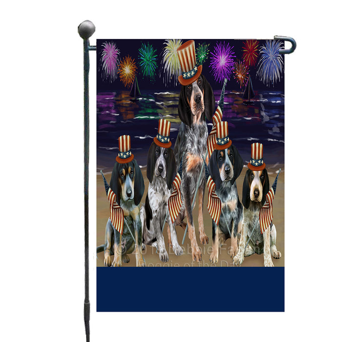 Personalized 4th of July Firework Bluetick Coonhound Dogs Custom Garden Flags GFLG-DOTD-A57803