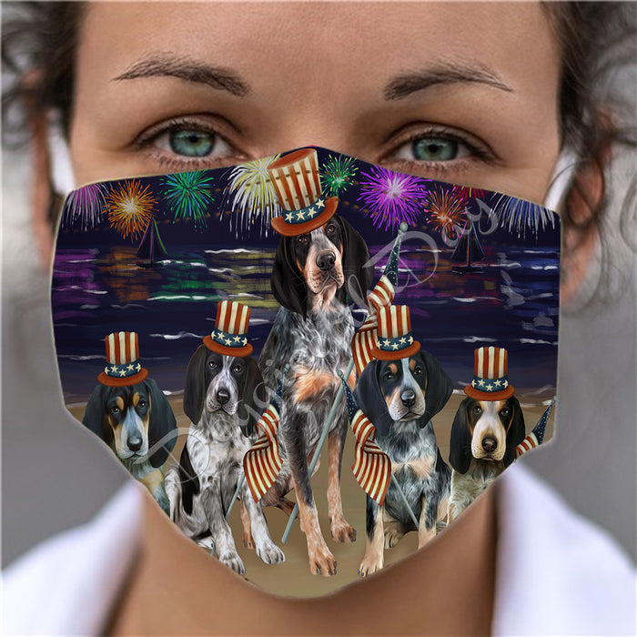 4th of July Independence Day Bluetick Coonhound Dogs Face Mask FM49383