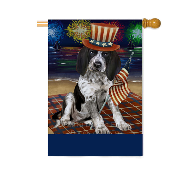 Personalized 4th of July Firework Bluetick Coonhound Dog Custom House Flag FLG-DOTD-A57860