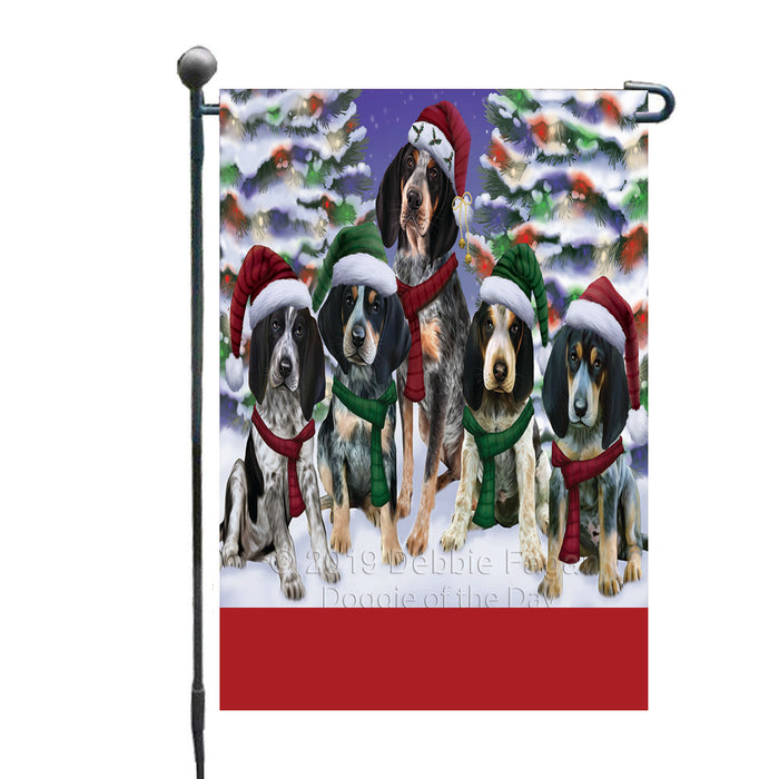 Personalized Christmas Happy Holidays Bluetick Coonhound Dogs Family Portraits Custom Garden Flags GFLG-DOTD-A59098