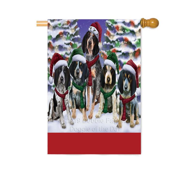 Personalized Christmas Happy Holidays Bluetick Coonhound Dogs Family Portraits Custom House Flag FLG-DOTD-A59154