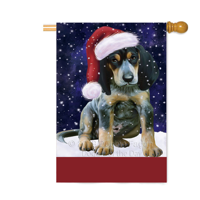 Personalized Let It Snow Happy Holidays Bluetick Coonhound Dog Custom House Flag FLG-DOTD-A62326