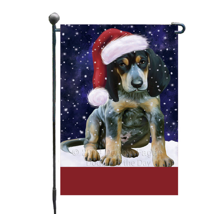Personalized Let It Snow Happy Holidays Bluetick Coonhound Dog Custom Garden Flags GFLG-DOTD-A62270