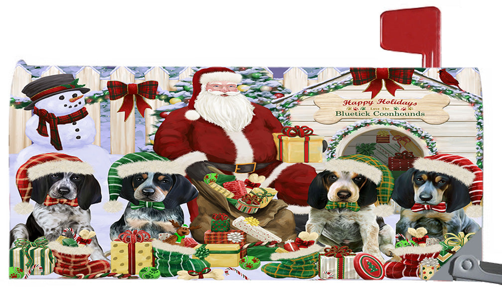 Happy Holidays Christmas Bluetick Coonhound Dogs House Gathering 6.5 x 19 Inches Magnetic Mailbox Cover Post Box Cover Wraps Garden Yard Décor MBC48794