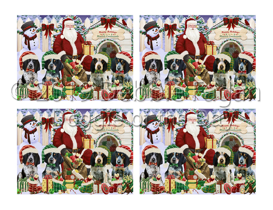 Happy Holidays Christmas Bluetick Coonhound Dogs House Gathering Placemat