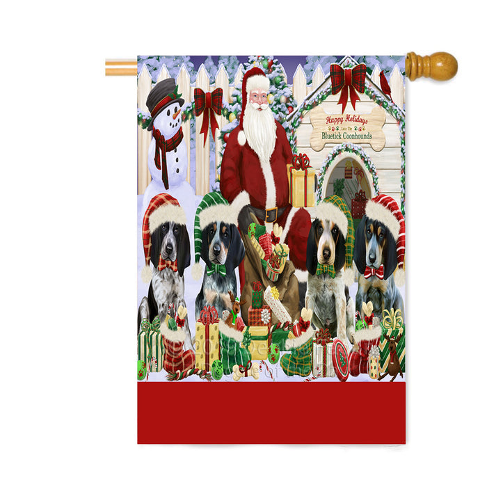 Personalized Happy Holidays Christmas Bluetick Coonhound Dogs House Gathering Custom House Flag FLG-DOTD-A58561
