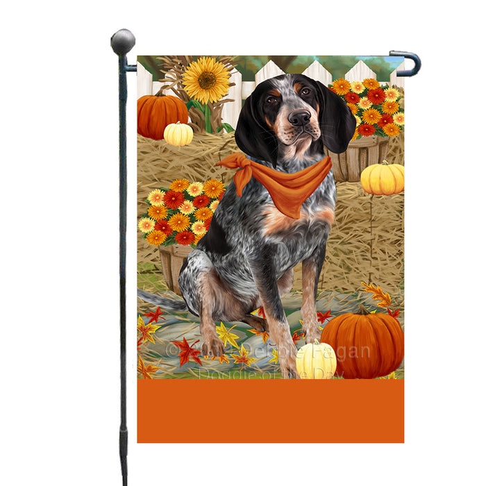 Personalized Fall Autumn Greeting Bluetick Coonhound Dog with Pumpkins Custom Garden Flags GFLG-DOTD-A61824