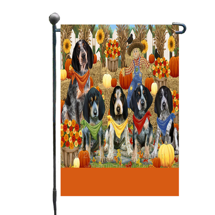 Personalized Fall Festive Gathering Bluetick Coonhound Dogs with Pumpkins Custom Garden Flags GFLG-DOTD-A61825
