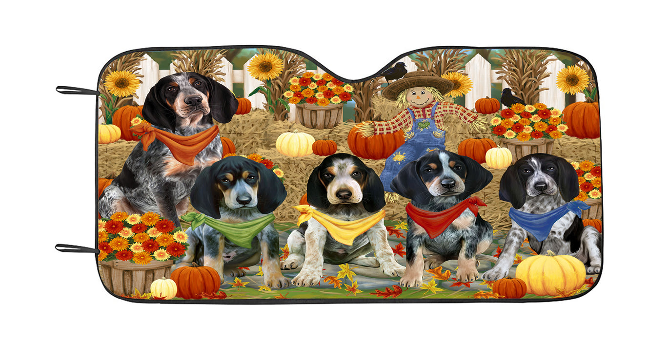 Fall Festive Harvest Time Gathering Bluetick Coonhound Dogs Car Sun Shade